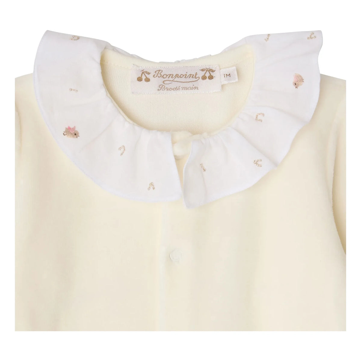 Bonpoint - Lintina organic cotton ruffled collar pajama set | Cream