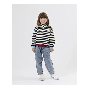 Goldie + Ace - Striped Zip Sweatshirt - Smallable Exclusive | Navy