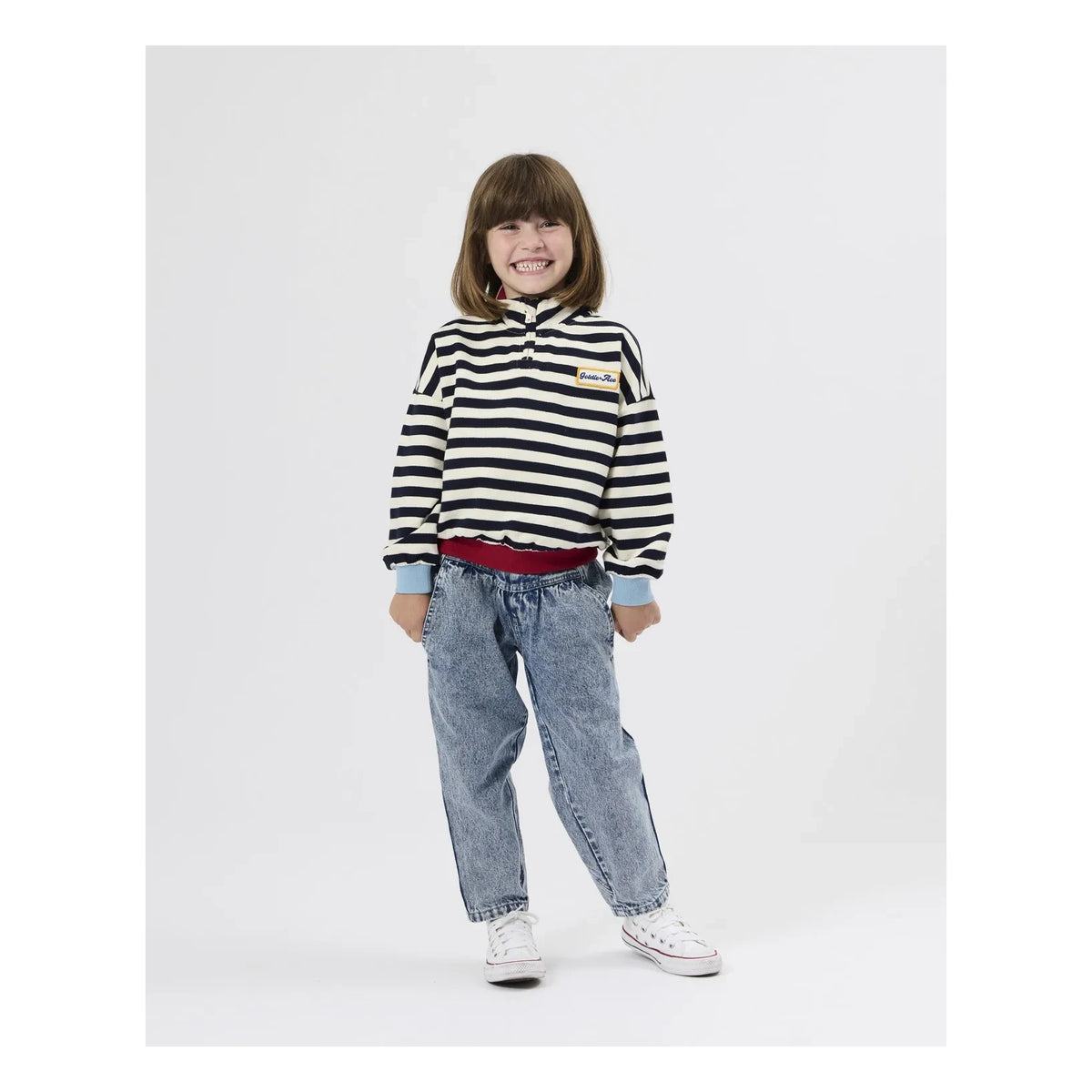 Goldie + Ace - Striped Zip Sweatshirt - Smallable Exclusive | Navy