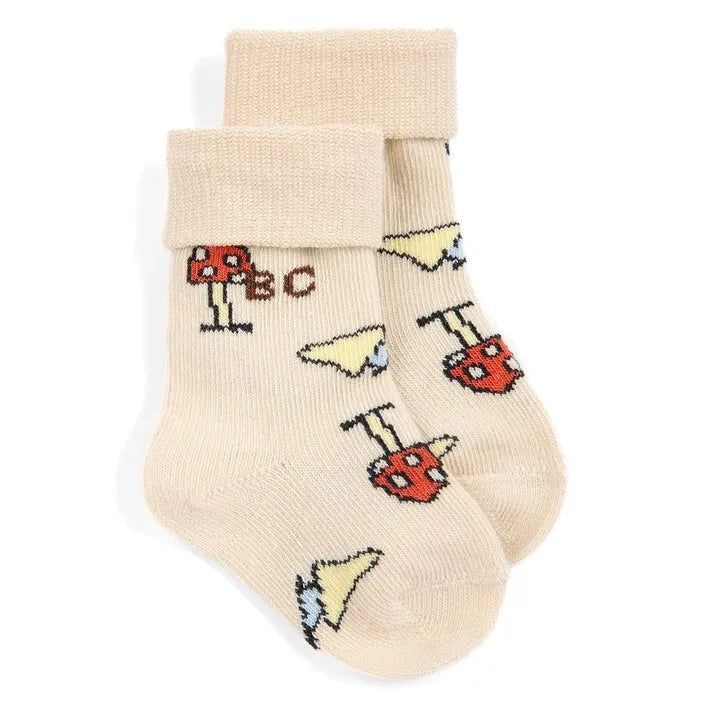 Bobo Choses - 2 Pairs Set of Organic Cotton Mushroom Socks | Brown