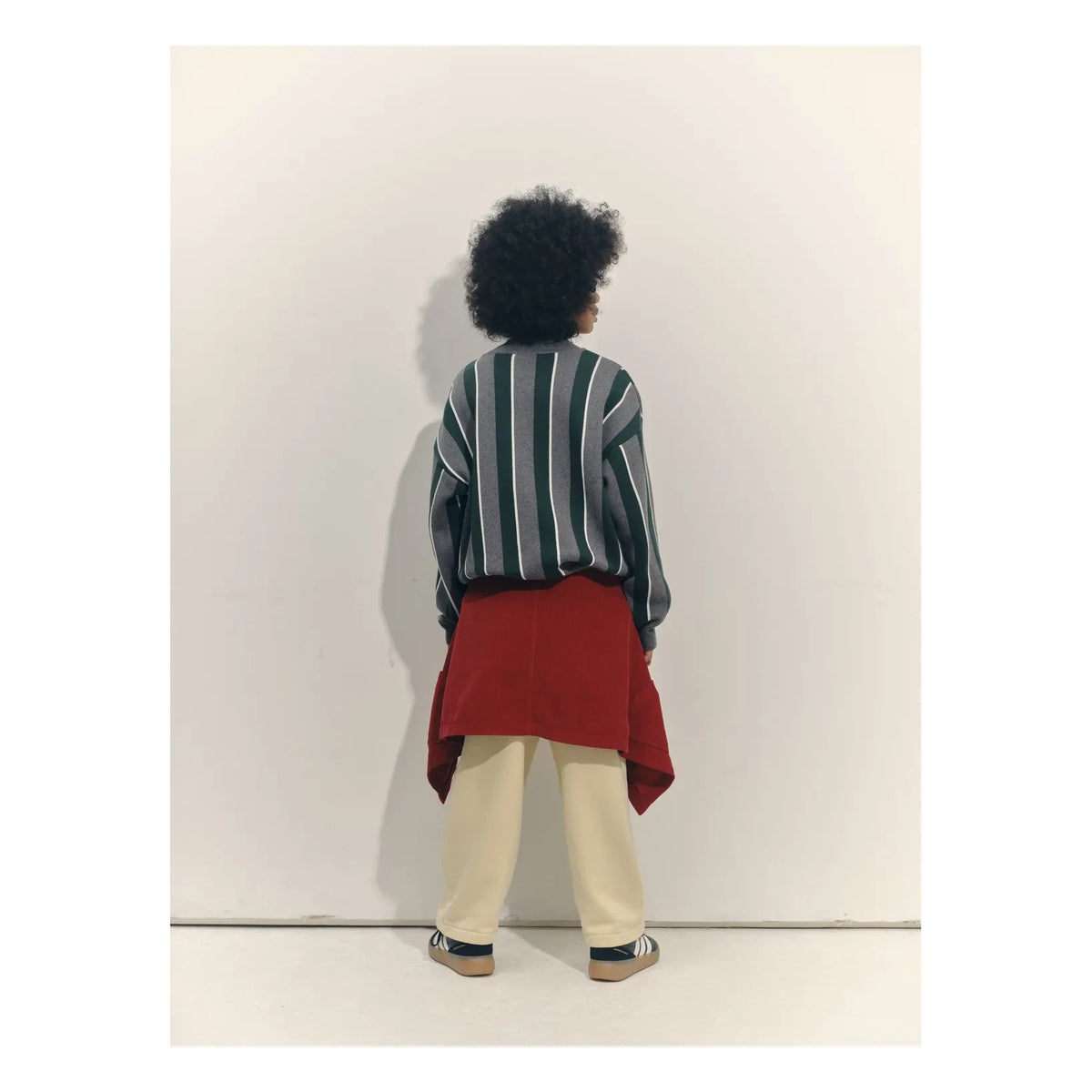 Main Story - Organic Cotton Striped Logo Sweatshirt | Gray