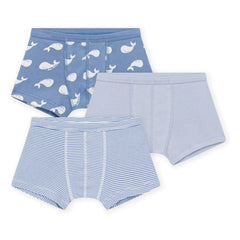 Petit Bateau - 3-Piece Organic Cotton Whale Pattern Boxer Set | Blue