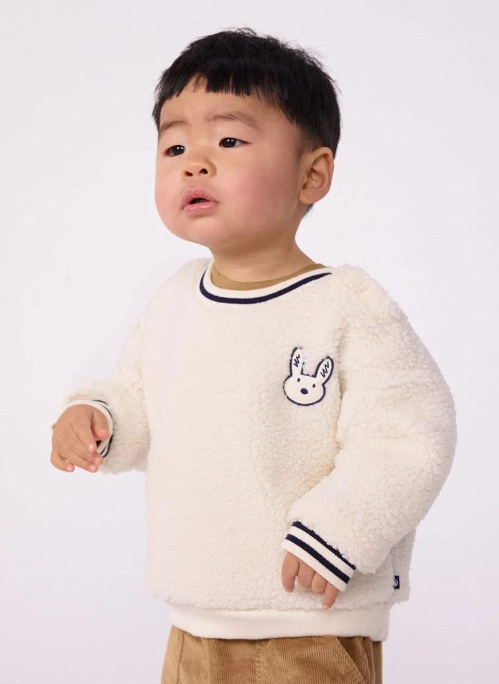 Petit Bateau - Rabbit Sherpa Sweater | Ecru