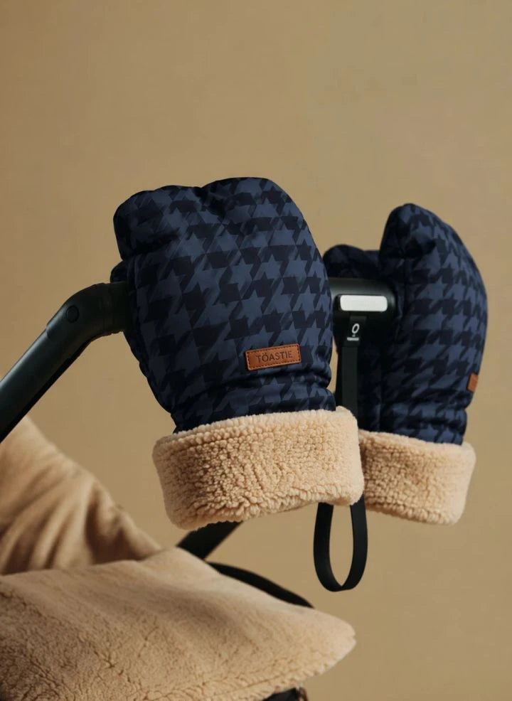 Töastie - Recycled Fibrous Houndstooth Pattern Stroller Gloves | Navy
