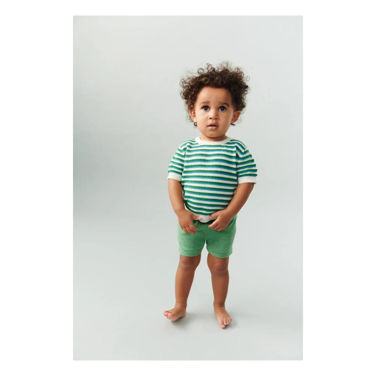 FUB - Chiné Organic Cotton Knit Shorts | Green