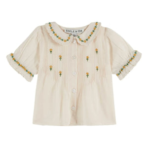 Emile et Ida - Floral Embroidered Blouse | Cream