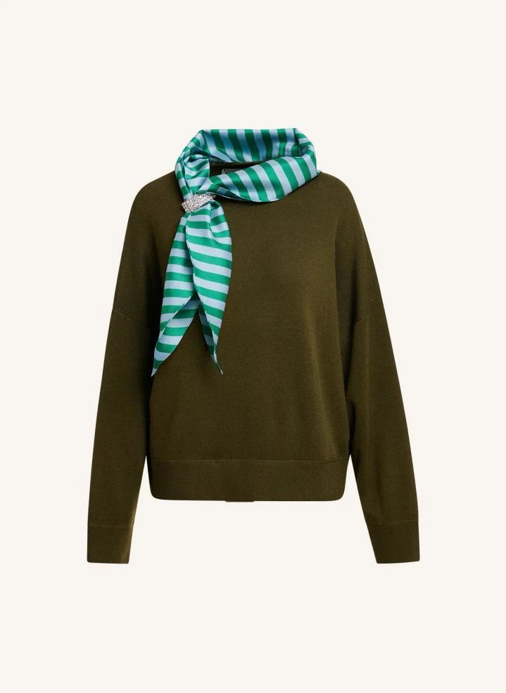 Essentiel Antwerp - Kurtis Scarf Sweater | Khaki