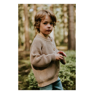Yuki - Organic Cotton Raglan Cardigan | Beige