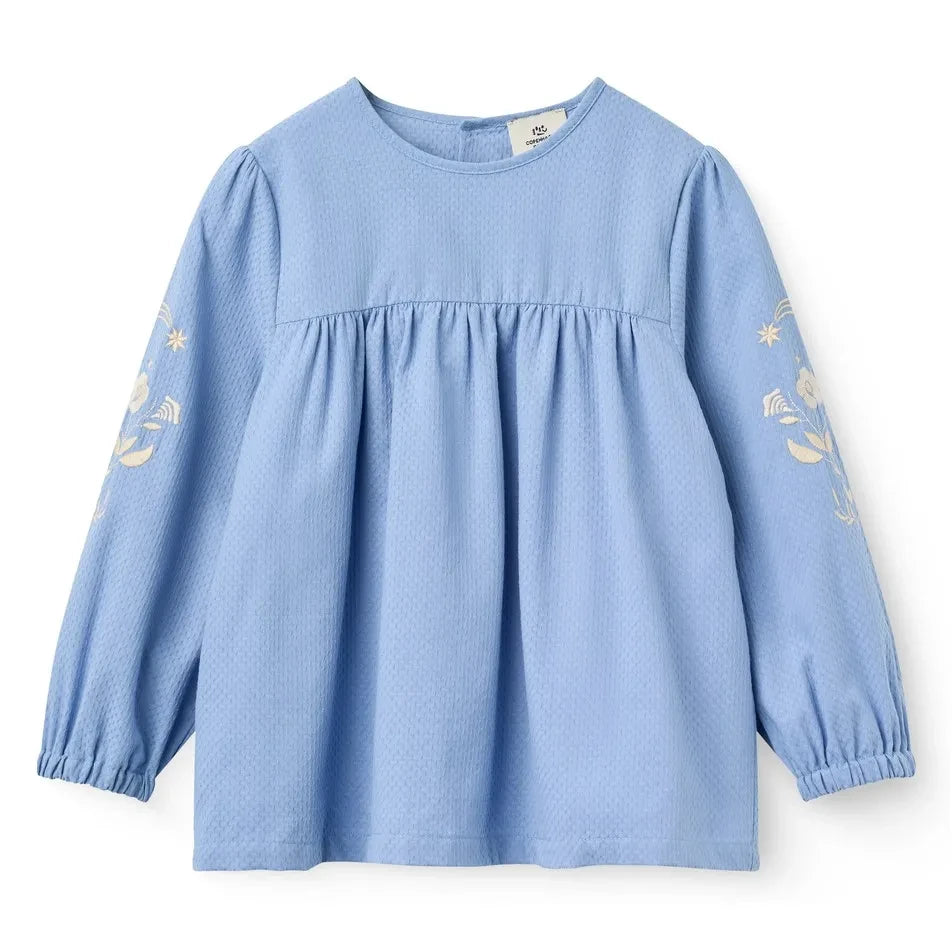 Copenhagen Colors - Organic Cotton Embroidered Blouse | Light Blue