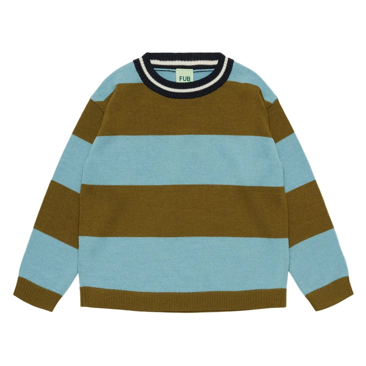 FUB - Fine Knit Merino Wool Striped Sweater | Light Blue