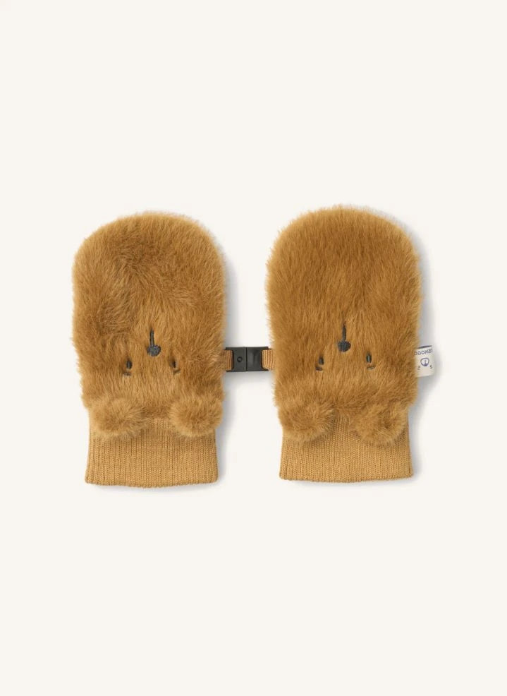 Liewood - Lizzy Bear Fur-Lined Gloves Recycled Fiber | Caramel