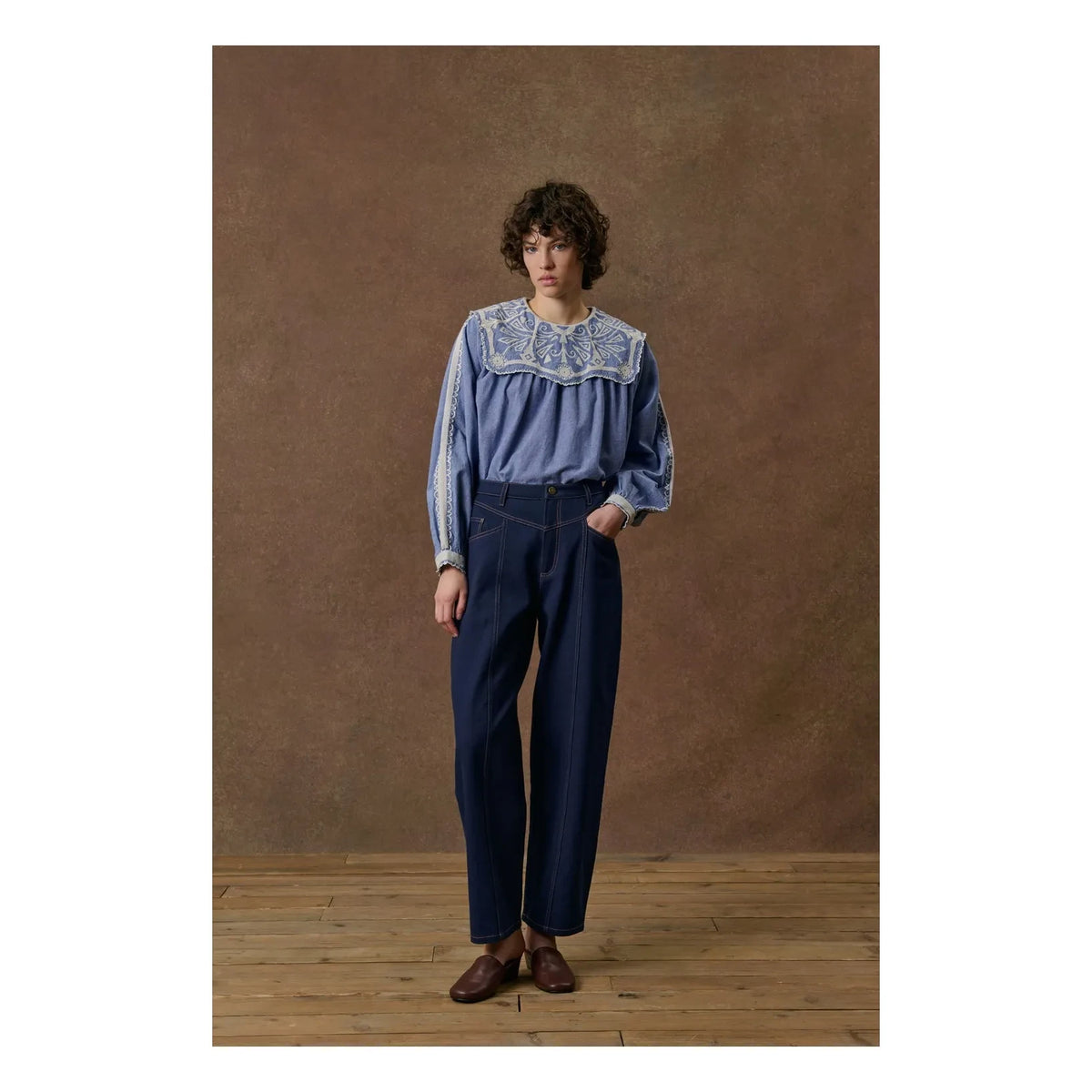 Louise Misha - Anastasy Organic Cotton Blouse | Blue