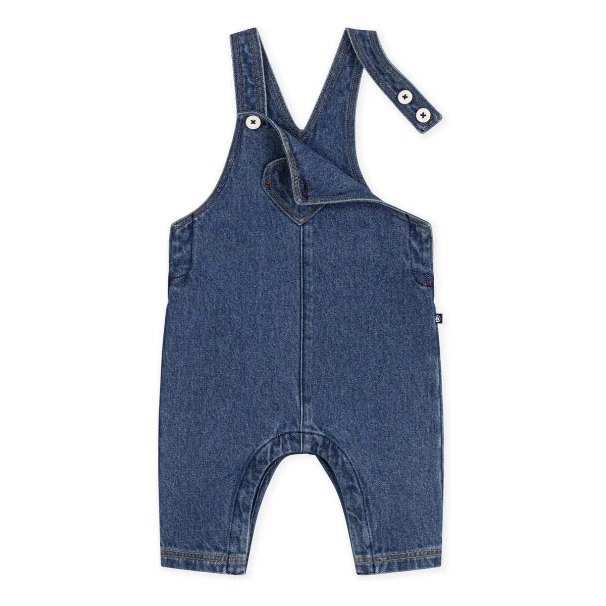 Petit Bateau - Organic Cotton Denim Heart Dungaree | Blue