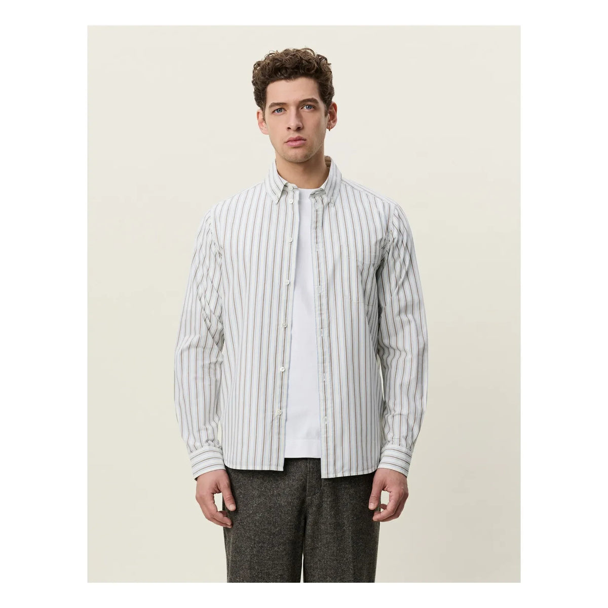 Les Deux - Striped Poplin Shirt | White - Ivory