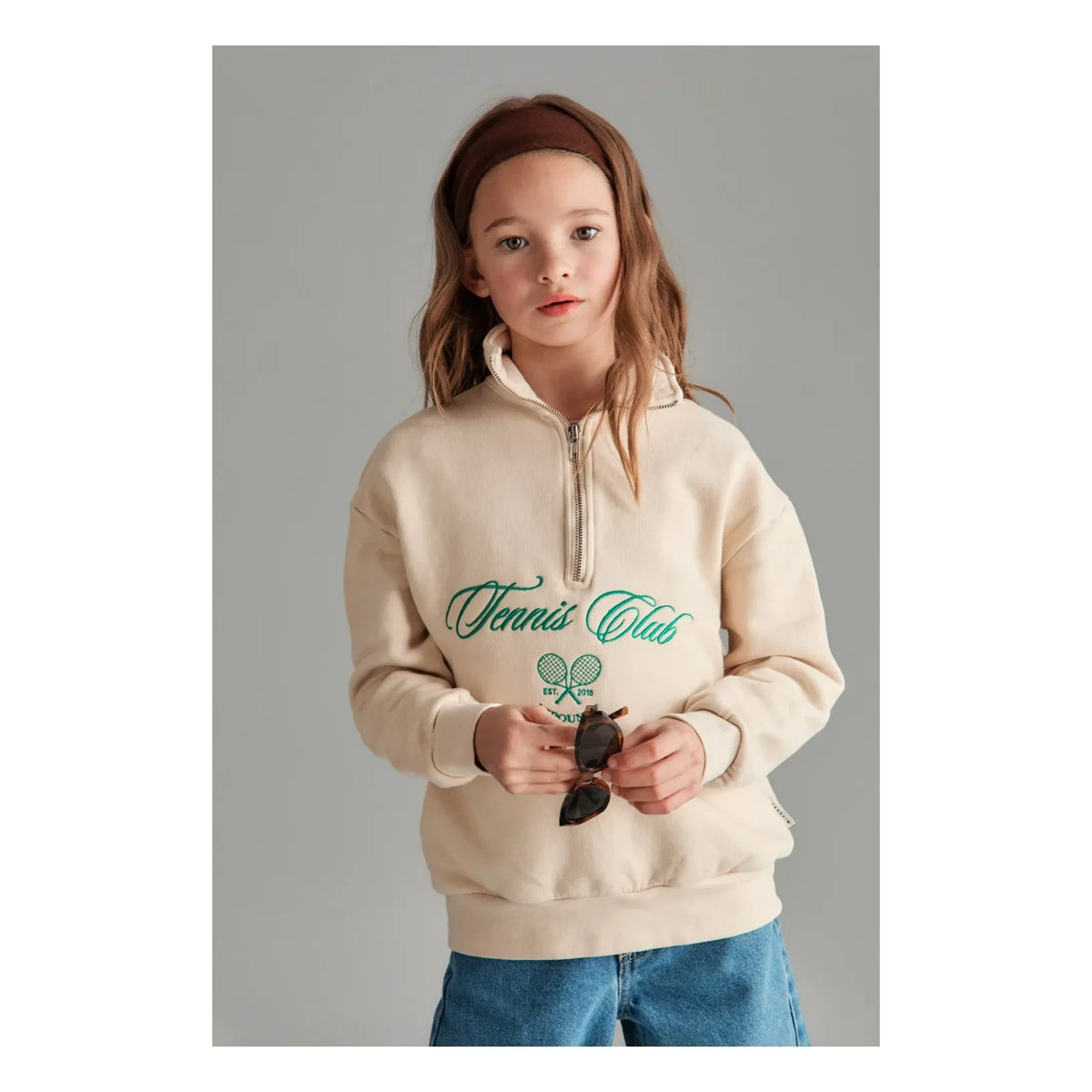 Mipounet - Juliette Organic Cotton Zippered Sweatshirt | Ecru