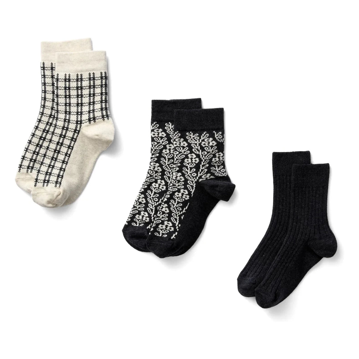 Soor Ploom - Floral Socks 3 Pair Set | Dark Blue
