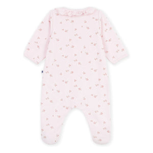 Petit Bateau - Floral Velour Cotton Organic Pajamas | Light Pink