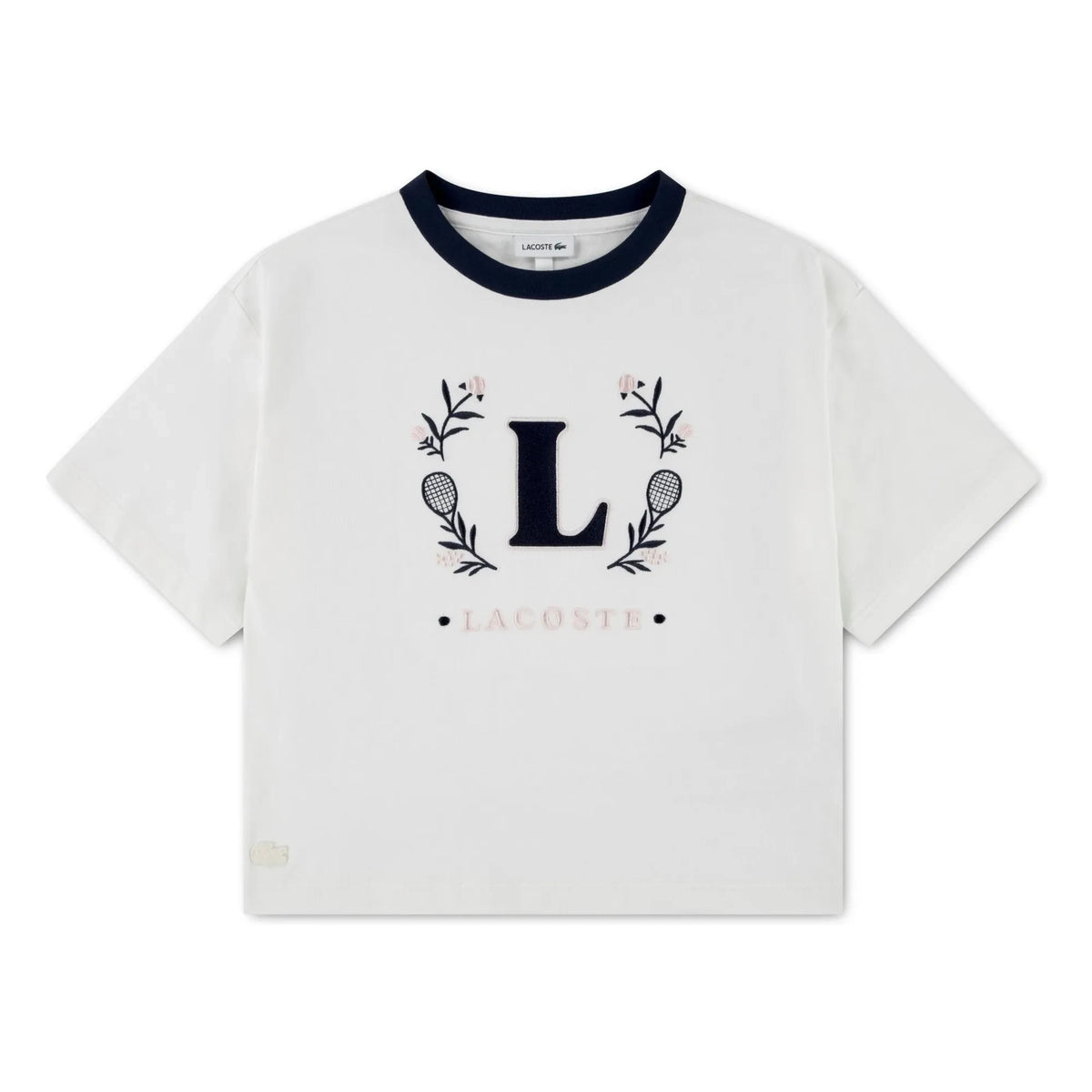 Lacoste - T-shirt with L Contrast Collar Organic Cotton | Off-White