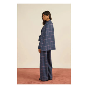 Maria de la Orden - Purple Clery Plaid Wool Cape