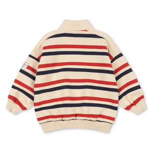 Konges Sløjd - Loupy Striped Organic Cotton Zip-Up Sweatshirt | Ecru