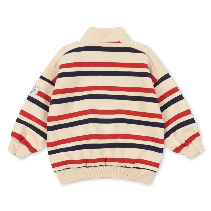 Konges Sløjd - Loupy Striped Organic Cotton Zip-Up Sweatshirt | Ecru