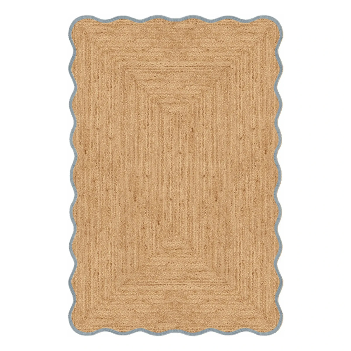 Layered - Scalloped jute rug | Blue