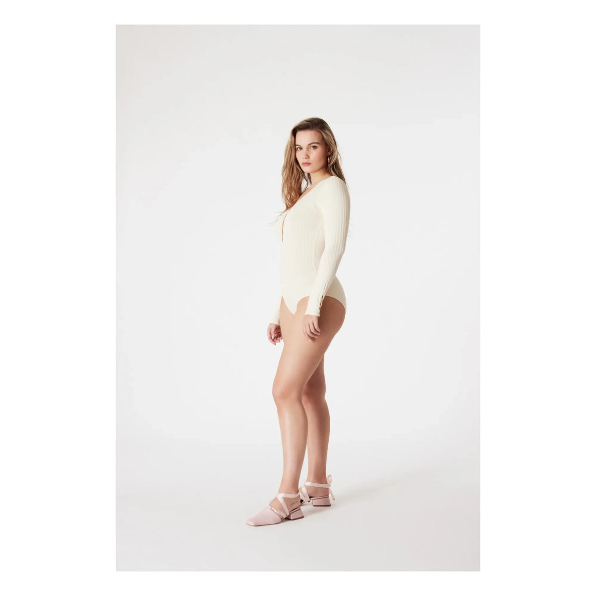 Icon - Claudia Organic Cotton Ribbed Bodysuit | Ecru