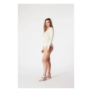 Icon - Claudia Organic Cotton Ribbed Bodysuit | Ecru