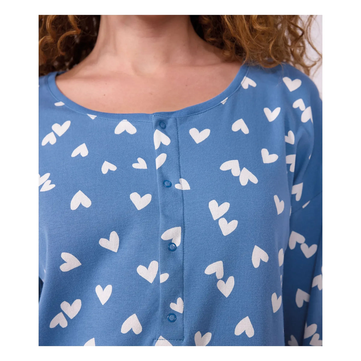 Petit Bateau - Heart Pattern Organic Cotton Sleeping Bag | Blue