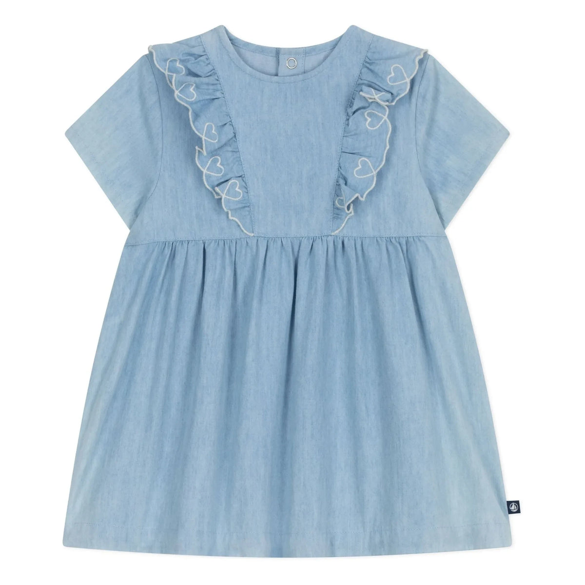 Petit Bateau - Embroidered Chambray Dress | Light Blue
