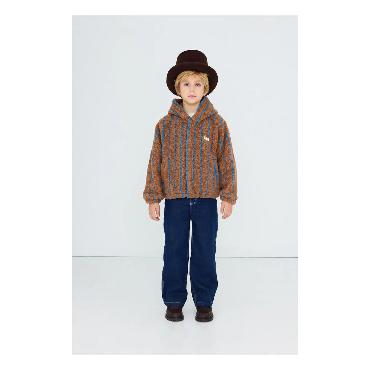 Tinycottons - Striped Sherpa Style Jacket | Brown