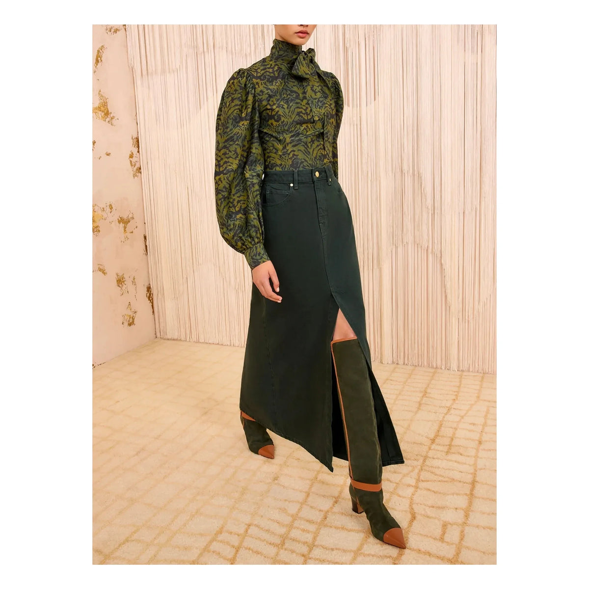 Ulla Johnson - Anais Denim Skirt | Dark Green