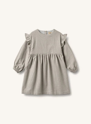 Wheat - Gro Checked organic cotton dress | Grey