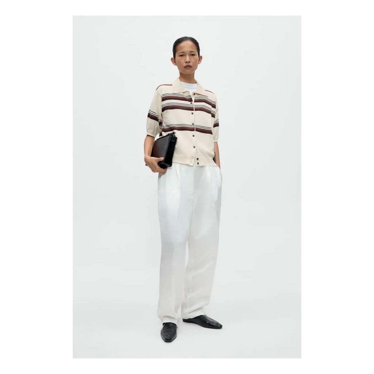 Cordera - Striped Cotton Polo Shirt | Beige