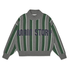Main Story - Organic Cotton Striped Logo Sweatshirt | Gray