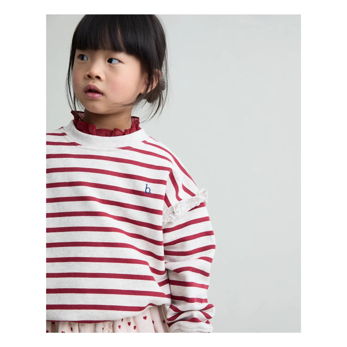 Búho - Striped organic cotton sweatshirt | Cherry red