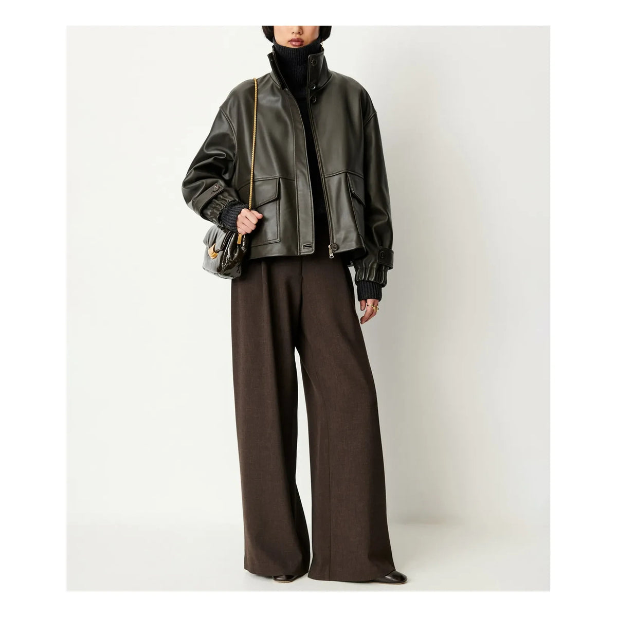 Sessùn - Alvann Leather Jacket | Dark Khaki