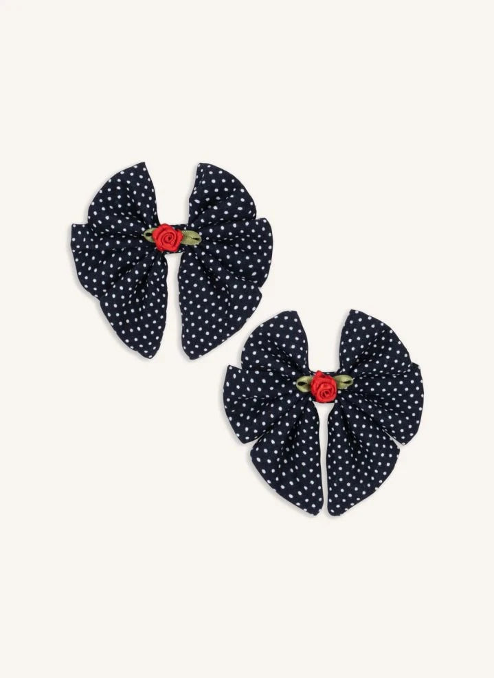 Konges Sløjd - Set of 2 Bow Hair Clips | Navy