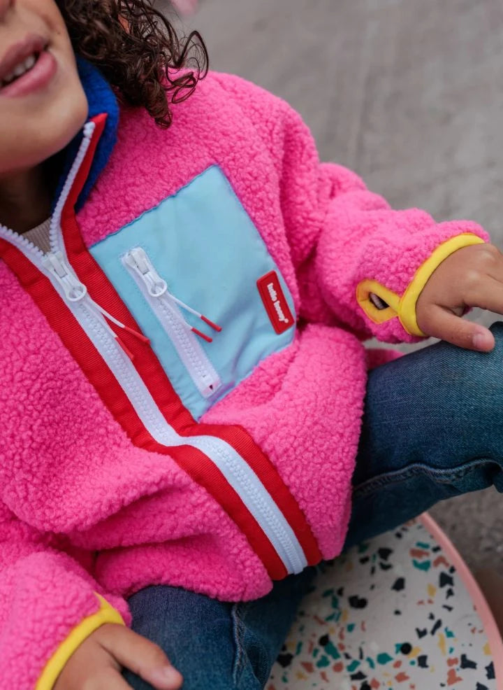 Hello Hossy - Zippered Fleece Jacket | Fuchsia