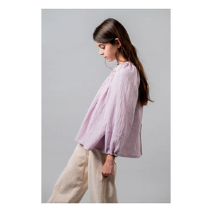 birinit - Organic cotton embroidered blouse | Mauve