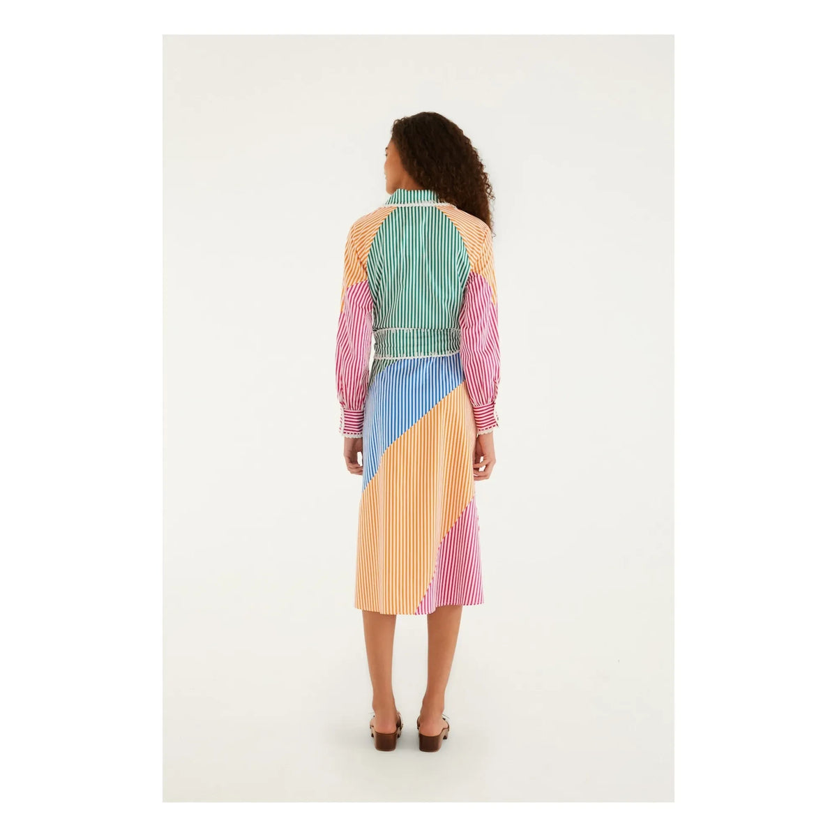 Farm Rio - Cotton Striped Shirt Dress | Green