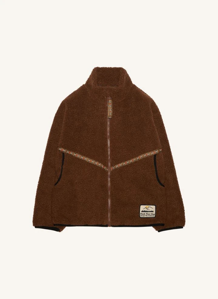 Hundred Pieces - Embossed Sherpa Jacket | Brown