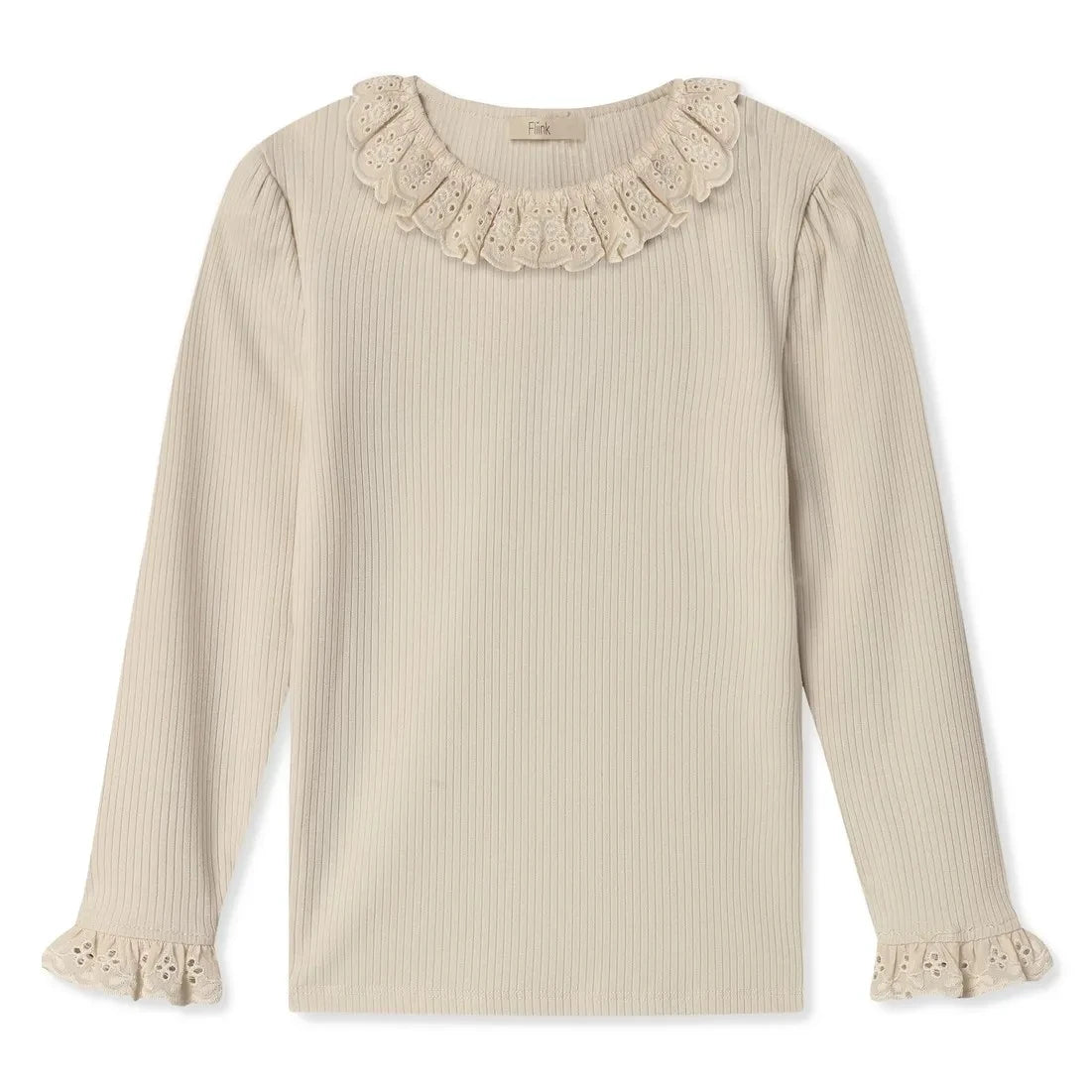 Fliink - Kenna Ribbed Lace T-Shirt | Ecru