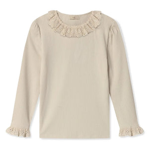 Fliink - Kenna Ribbed Lace T-Shirt | Ecru