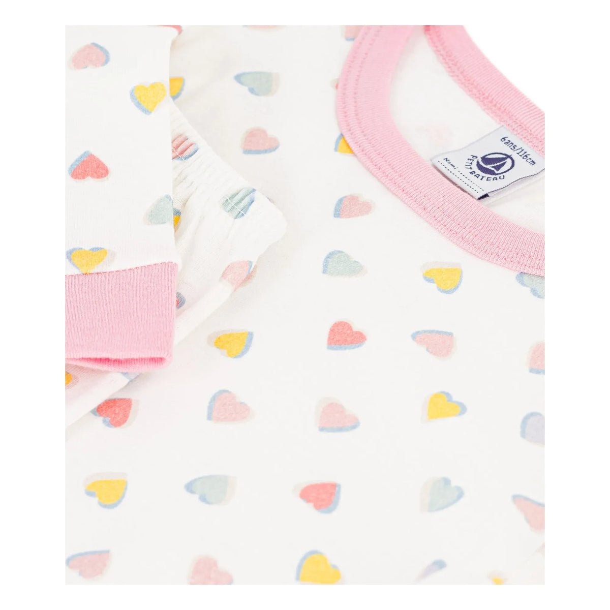 Petit Bateau - Slim Fit Pajamas Heart Organic Cotton | White