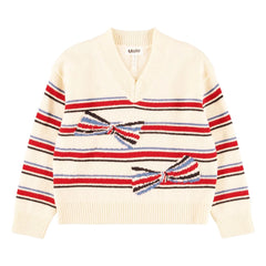 Molo - Gwenda Striped Knot Wool Sweater | White