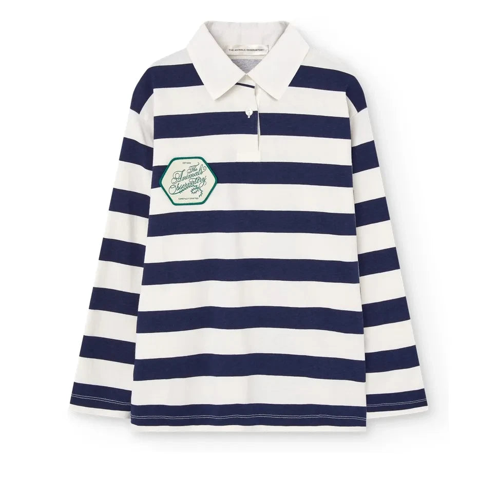 The Animals Observatory - Lionfish striped organic cotton polo shirt | Navy