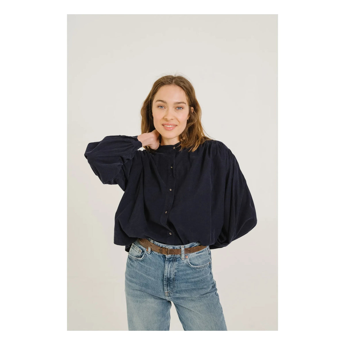 Sacrécoeur - Blouse Giannita Velours Milleraies | Dark Blue