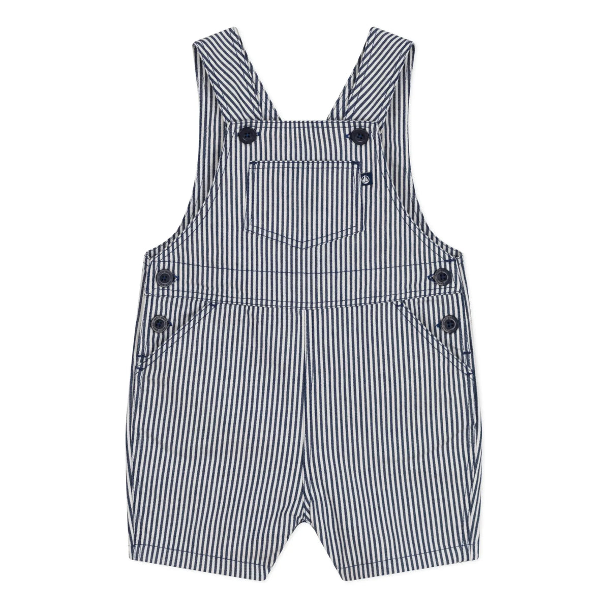 Petit Bateau - Striped Mini Overalls | Navy Blue