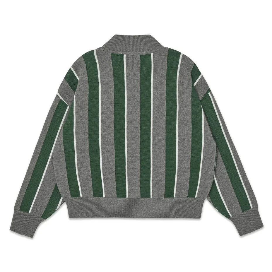 Main Story - Organic Cotton Striped Logo Sweatshirt | Gray